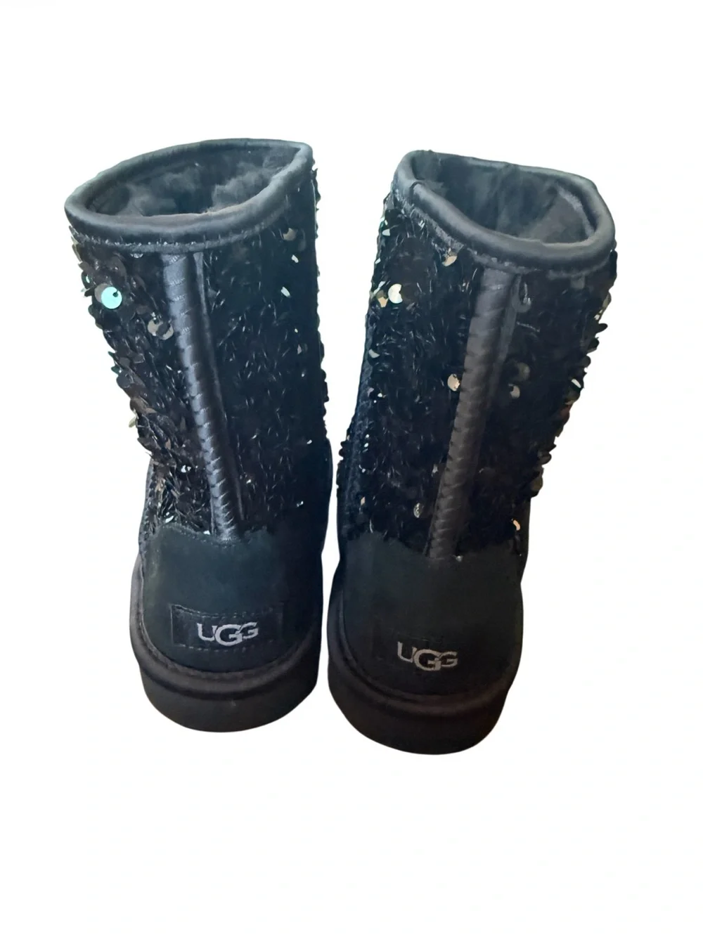 UGG Classic Short Chunky Black Sequin Boots-NWOT Size 4